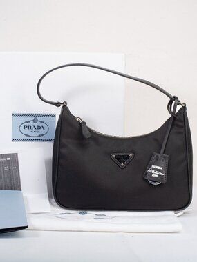Authentic Black Prada Re-Edition 2005 Re-Nylon and Saffiano Mini Bag